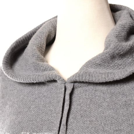 エルマノシェルビーノ ermanno scervino ロゴ入りニットパーカー ハイゲージウール ライトグレー