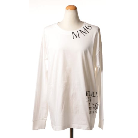 エムエムシックス メゾンマルジェラ MM6 MAISON MARGIELA ナンバリングロングTシャツ コットン ホワイト