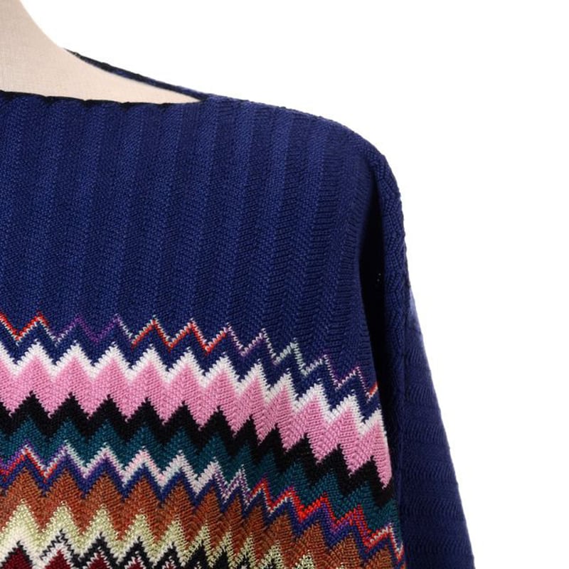 ミッソーニ Missoni ニットポンチョ 羊毛など ネイビーミックス ミッソーニ Missoni ニットポンチョ 羊毛など ネイビーミックス