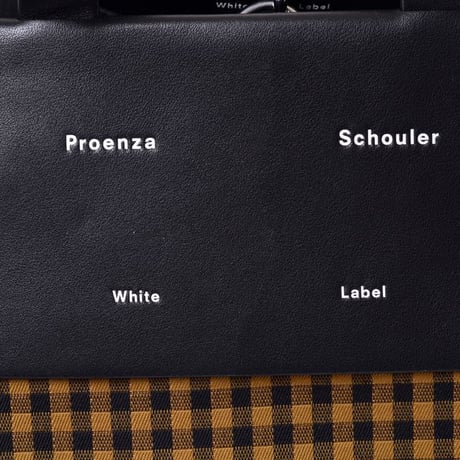 プロエンザスクーラー Proenza Schouler ギンガムラージモリストートバッグ キャンバス ブラックタバコ