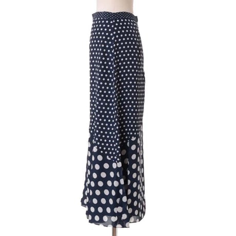 アーデム ERDEM マーメイドラインスカート シルク ネイビーホワイトドッド