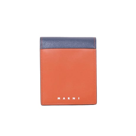 マルニ Marni 二つ折り財布 サフィアーノレザーナッパーレザー オレンジブルーイエロー