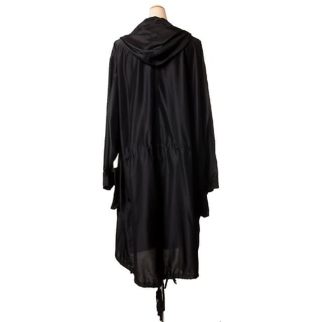 アンドゥムルメステール ann demeulemeester フード付きロングコート ポリエステルシルク ブラック