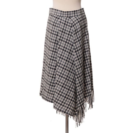 ブルネロクチネリ Brunello Cucinelli タック使いスカート ウール ベージュチェック