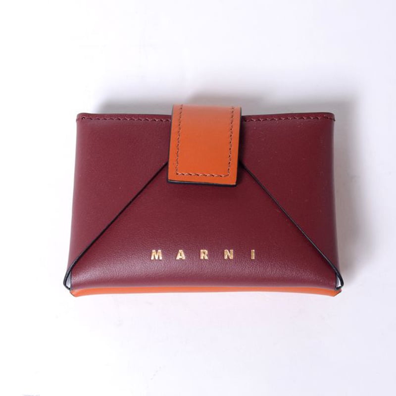 マルニ Marni バイカラー名刺入れ カードケース レッドブラウン