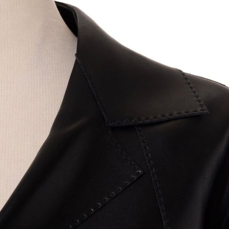 エルマノシェルビーノ ermanno scervino 開襟ジャケット エコレザー ブラック