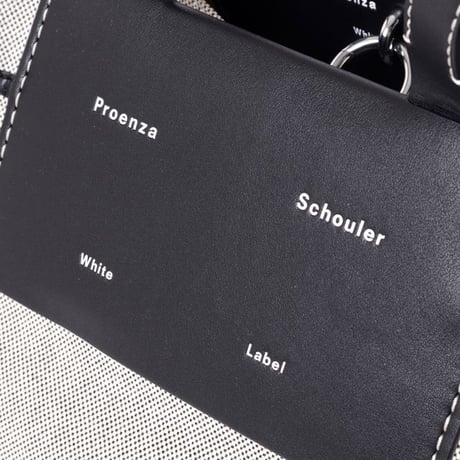 プロエンザスクーラー Proenza Schouler ラージモリスストライプキャンバストートバッグ キャンバス オプティックホワイトブラック