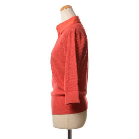 アニオナ AGNONA ポロ襟セーター カシミアシルク麻 レッド