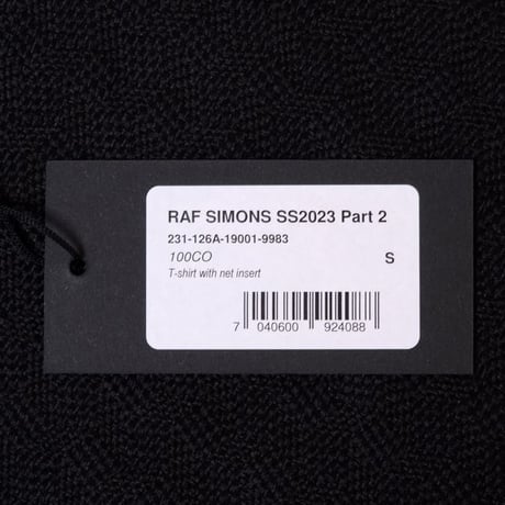 ラフシモンズ RAF SIMONS T-shirt with net insert Tシャツ コットン ブラック