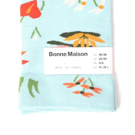 ボンヌメゾン Bonne Maison 鳩とハートソックス インド綿など ライトブルー