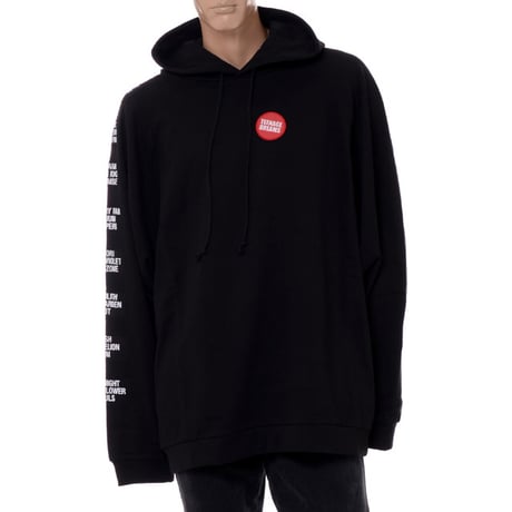 ラフシモンズ RAF SIMONS ティーンエイジ・ドリームスアンドテキストパッチ・オーバーサイズドパーカー コットン ブラック