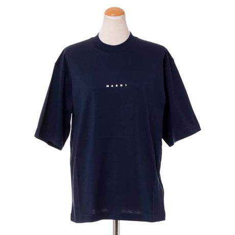 マルニ Marni ロゴ入りカットソー オーガニックコットン ネイビー