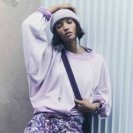 イザベルマラン ISABEL MARANT ショートワイドトレーナー コットンジャージー ぼかし薄パープル