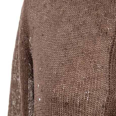 ブルネロクチネリ Brunello Cucinelli 丸襟長袖カーディガン リネンシルク ダークブラウン