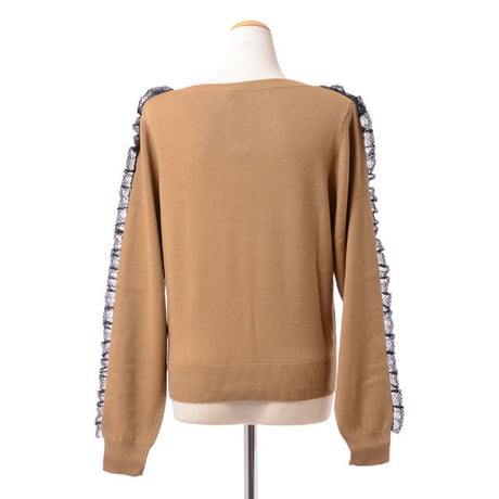 シーバイクロエ see by chloe ボートネックフリルセーター コットンなど ソフトカーキ