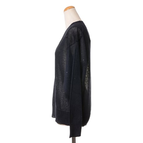 ブルネロクチネリ Brunello Cucinelli Ｖネックセーター リネンコットン ダークネイビー