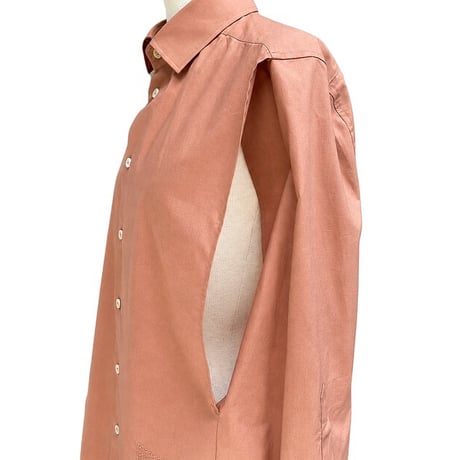 エムエムシックス メゾンマルジェラ MM6 MAISON MARGIELA 襟付き変形ブラウス コットン ブラウン