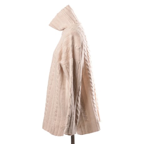 インポートブランド import brand HAWICO Scotland（ホイコ スコットランド）ハイネックアラン編み長袖セーター カシミア ミルクティ