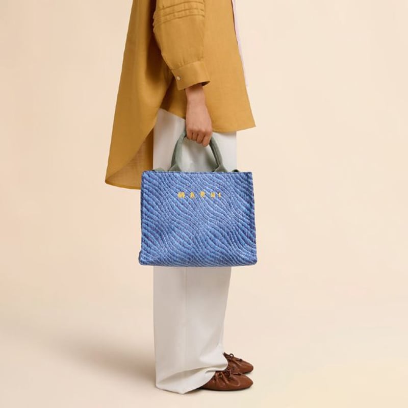 MARNI ブルーミックス　トートバッグ マルニ Marni Basket East/West 波型ショルダートートバッグ