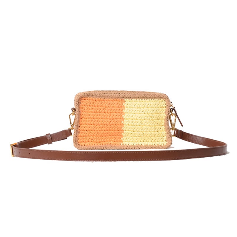 マルニ Marni Seaside カメラバッグ ペーパーラフィア製 イエロー