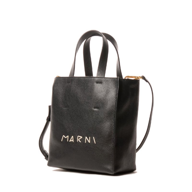 マルニ Marni Museo Soft レザーミニバッグ カーフレザー ブラック