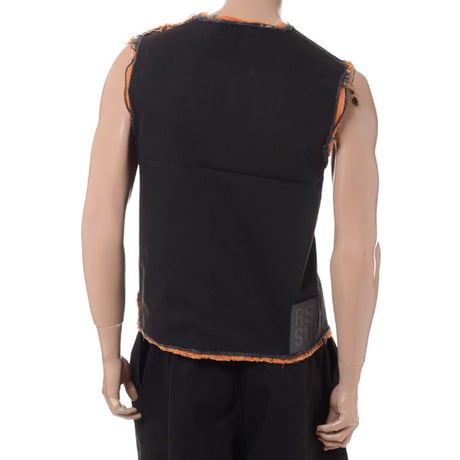 ラフシモンズ RAF SIMONS Doubled denim top washed コットン ブラック