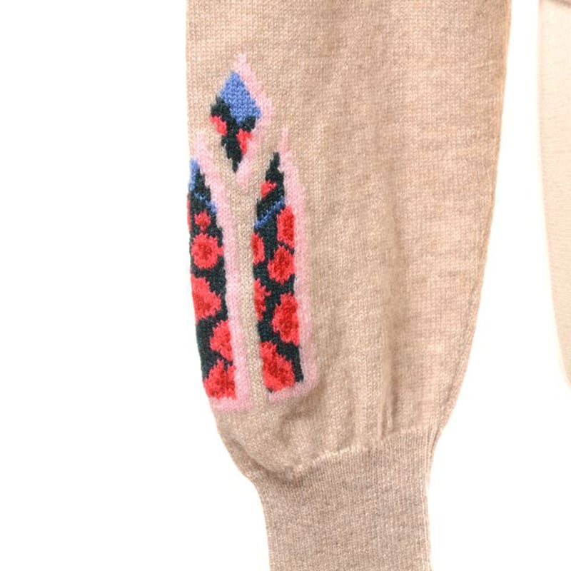 バリー BARRIE 丸襟インターシャカーディガン カシミア ベージュ