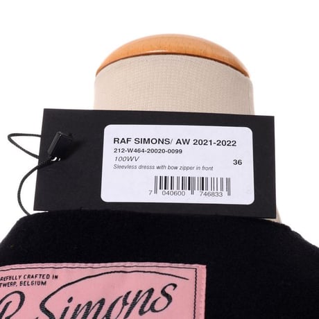 ラフシモンズ RAF SIMONS リボンジップノースリーブドレス フラノ ブラック