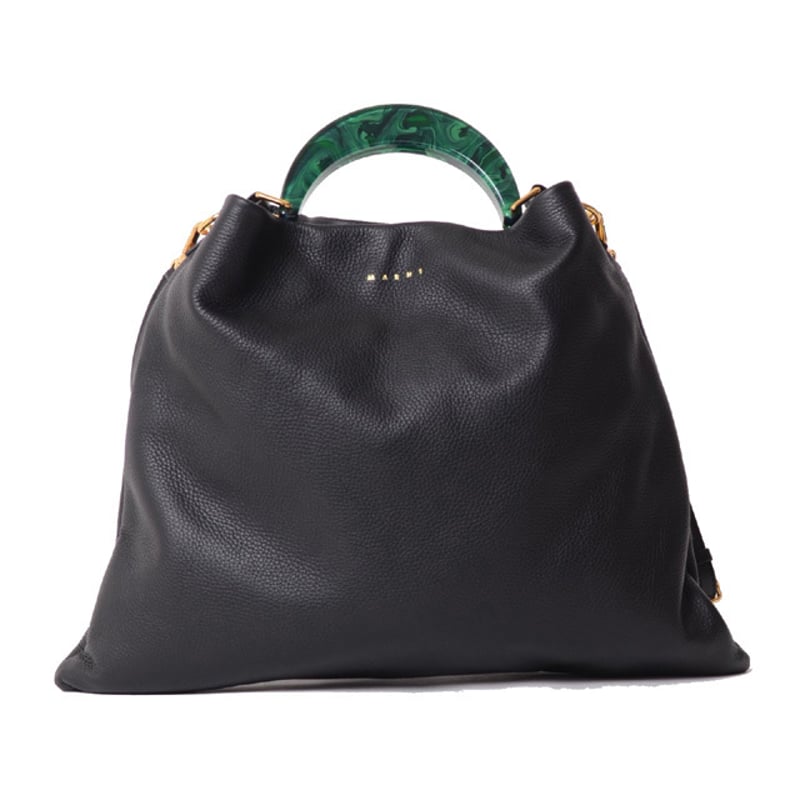 マルニ Marni VENICE ヴェニスミディアムバケットバッグ グレインカーフレザー ブラ...