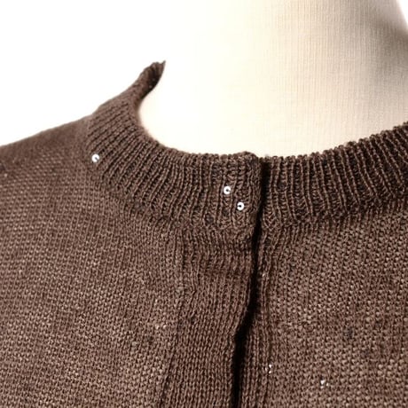 ブルネロクチネリ Brunello Cucinelli 丸襟長袖カーディガン リネンシルク ダークブラウン