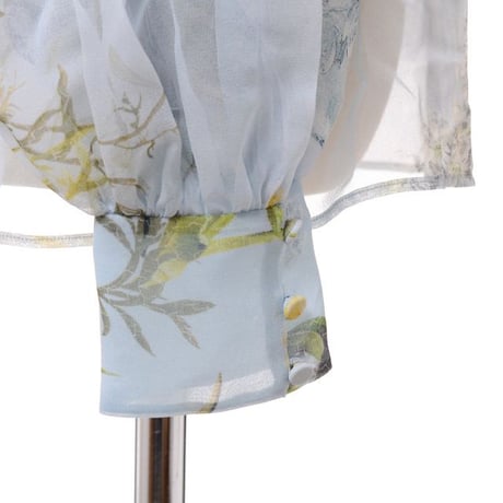 アーデム ERDEM 長袖フリル付きブラウス シルクシフォン ブループリント