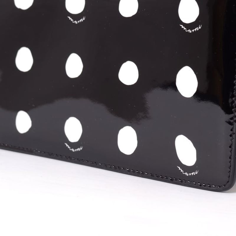 マルニ Marni チェーン付きロングウォレット パテントレザー 水玉