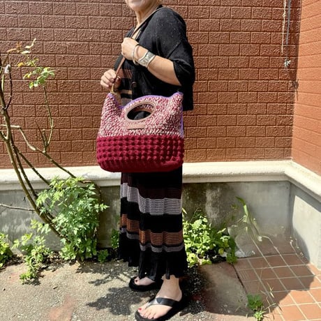 マルニ Marni クロッシェKnottyクラッチバッグ ウールなど レッド 正規取扱