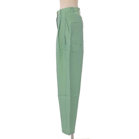 ダウェイ DAWEI ワイドパンツ リネンストレッチ エメラルドグリーン