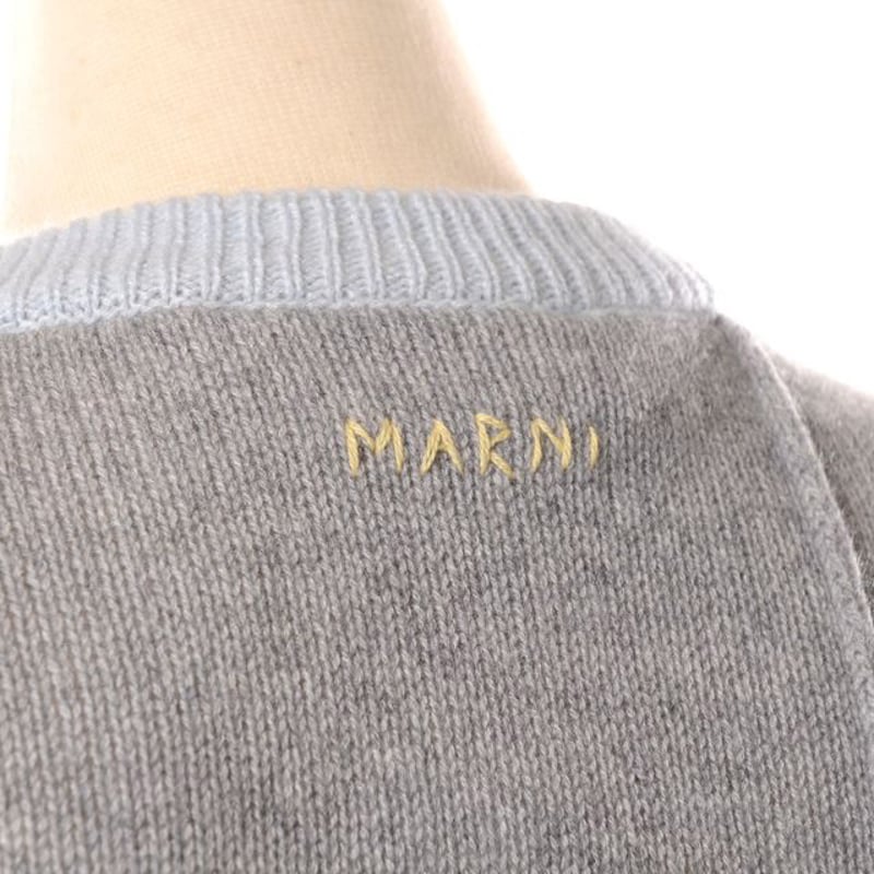 マルニ Marni カラーブロッククルーネックセーター カシミヤ グレー マルニ Marni カラーブロッククルーネックセーター カシミヤ グレー