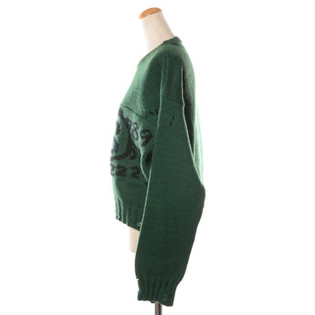 エムエムシックス メゾンマルジェラ MM6 MAISON MARGIELA ショート丈ロゴジャガードセーター ウール グリーン