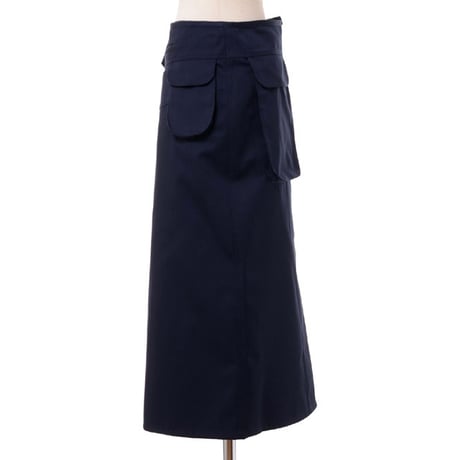 ラフシモンズ RAF SIMONS ポケット付き巻きスカート コットン混合 ネイビー