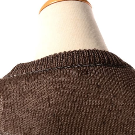 ブルネロクチネリ Brunello Cucinelli 丸襟長袖カーディガン リネンシルク ダークブラウン