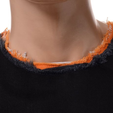 ラフシモンズ RAF SIMONS Doubled denim top washed コットン ブラック