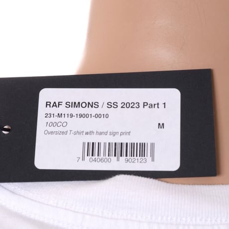 ラフシモンズ RAF SIMONS Oversized T-shirt with hand sign print コットン ホワイト