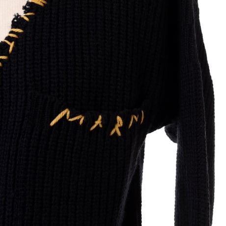 マルニ Marni カットオフＶネックカーディガン ウール ブラック