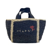 マルニ Marni ダブルハンドルかごバッグ ラフィアエフェクト ブラック 正規取扱
