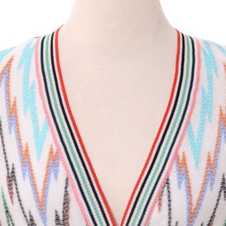 ミッソーニ Missoni Ｖネックカーディガン コットンレーヨン ホワイト