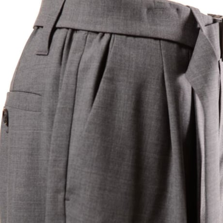 ブルネロクチネリ Brunello Cucinelli ベルト付きタックパンツ トロピカルウール グレー