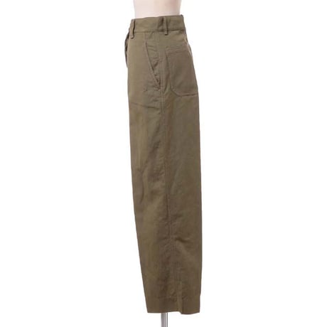 アスペジ ASPESI ハイウエストパンツ コットンリネン カーキ