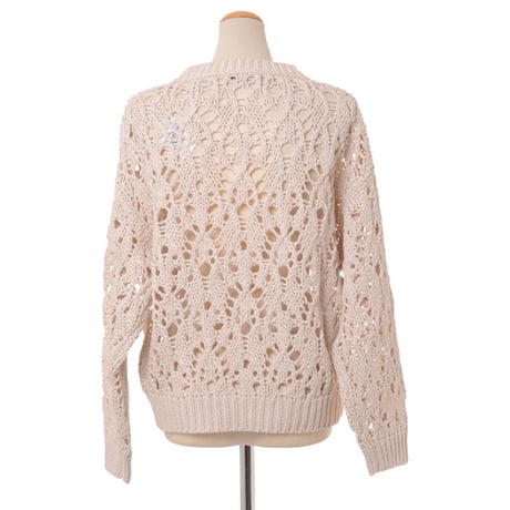 ブルネロクチネリ Brunello Cucinelli ざっくり透かし編みセーター コットン アイボリー