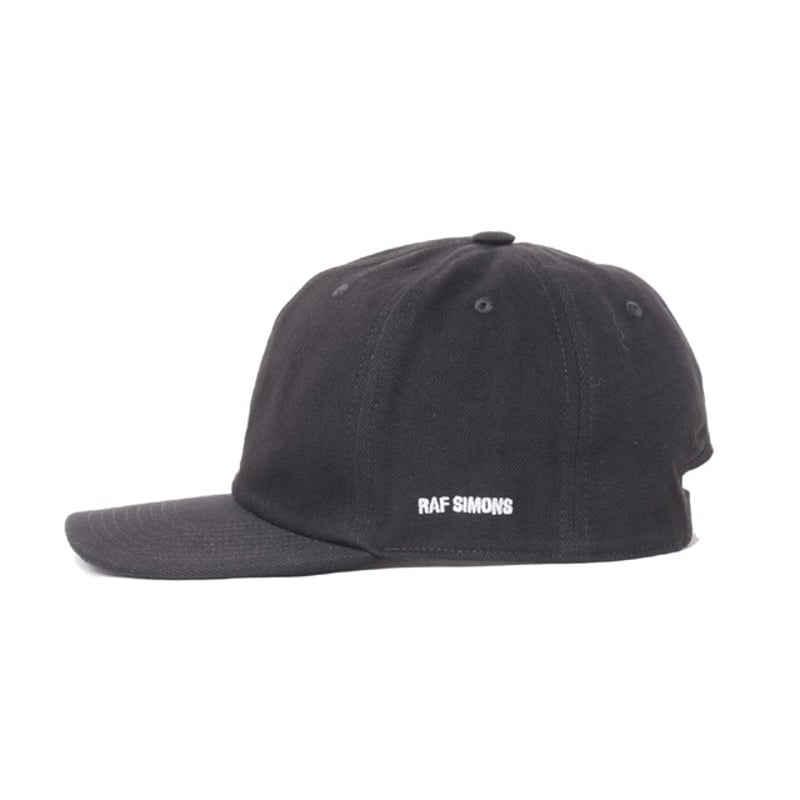 ラフシモンズ RAF SIMONS Cap wit R embroidery コットン ブラッ