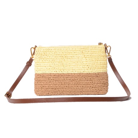 マルニ Marni Seaside ポーチ ペーパーラフィア製 イエロー＆ブラウン 正規取扱