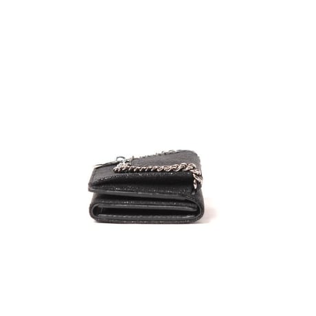 ステラマッカートニー stella mccartney ファラベラチェーン三つ折りお財布 マットシャギーディア ブラックシルバー