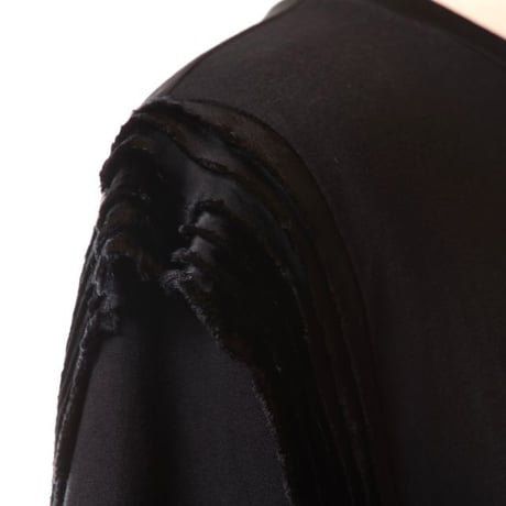エムエムシックス メゾンマルジェラ MM6 MAISON MARGIELA 6ドレープ付き半袖カットソー コットンジャージー ブラック
